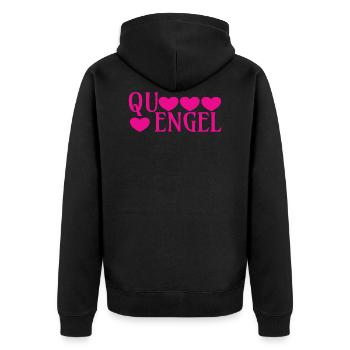 Engel, Quengel, quengeln, meckern, Liebe, Partner, - Unisex Premium Bio Zip Hoodie - Schwarz - Hinten - Nico (187cm)