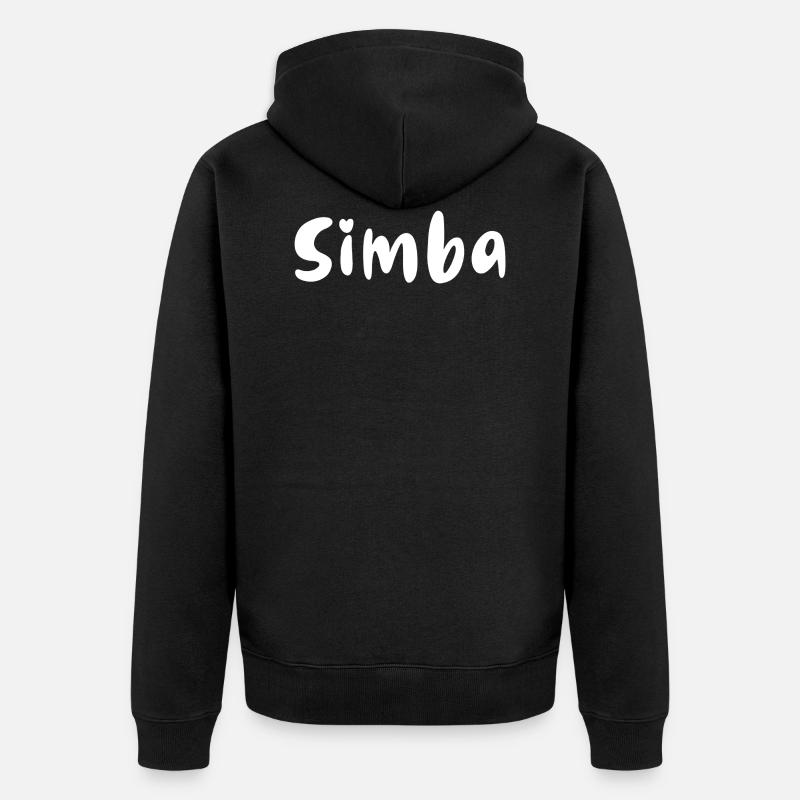 Nom, police,blanc,simba - Veste à capuche bio Premium Unisexe - noir