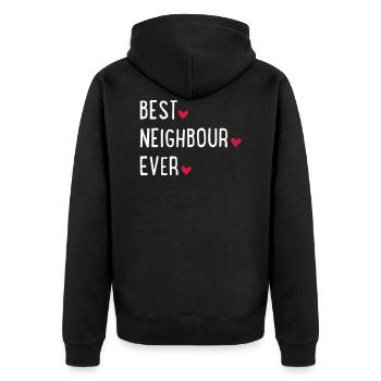 best neighbour ever - Unisex Premium Organic Zip Hoodie - black - Back - Nico (187cm)