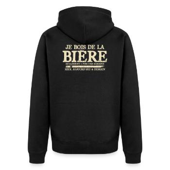Bière cadeau drôle citation drôle - Veste à capuche bio Premium Unisexe - noir - Dos - Nico (187cm)