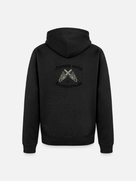Never without my chainsaw - Unisex Premium Organic Zip Hoodie - black