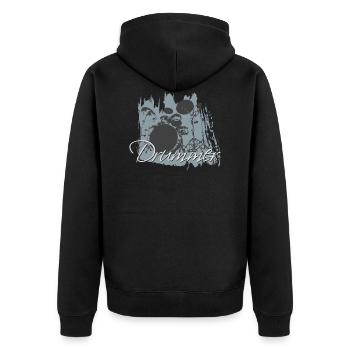DRUMMER6 7632x6480px - Unisex Premium Organic Zip Hoodie - black - Back - Nico (187cm)