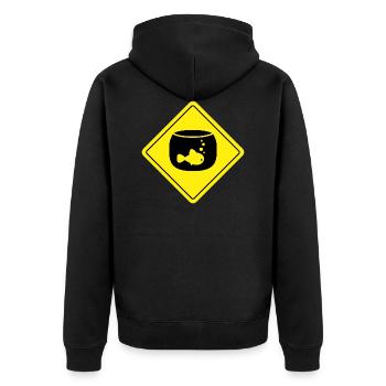 Gelbe Glas-Platte - Unisex Premium Bio Zip Hoodie - Schwarz - Hinten - Nico (187cm)