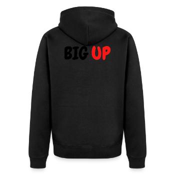BIG UP - Unisex Premium Bio Zip Hoodie - Schwarz - Hinten - Nico (187cm)