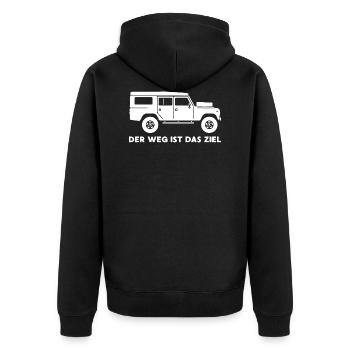 Weg ziel Offroad Fahrzeug Geschenk Geländewagen - Unisex Premium Bio Zip Hoodie - Schwarz - Hinten - Nico (187cm)