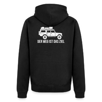 Weg ziel Geschenk Offroad Fahrzeug Geländewagen - Unisex Premium Bio Zip Hoodie - Schwarz - Hinten - Nico (187cm)