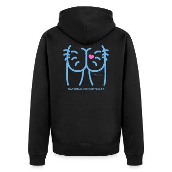 Journée nationale sans pantalon Joues de fesses - Veste à capuche bio Premium Unisexe - noir - Dos - Nico (187cm)