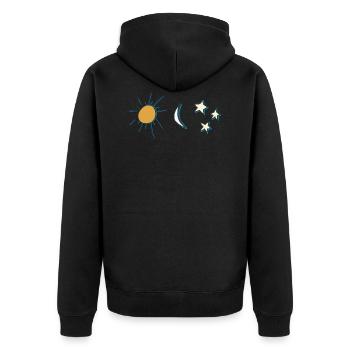 Sun, Moon and Stars - Unisex Premium Organic Zip Hoodie - black - Back - Nico (187cm)