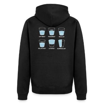 perspektive - Unisex Premium Bio Zip Hoodie - Schwarz - Hinten - Nico (187cm)