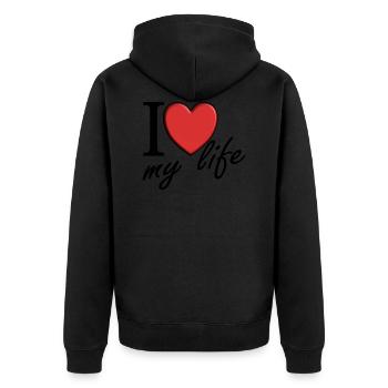 I love my life - Veste à capuche bio Premium Unisexe - noir - Dos - Nico (187cm)