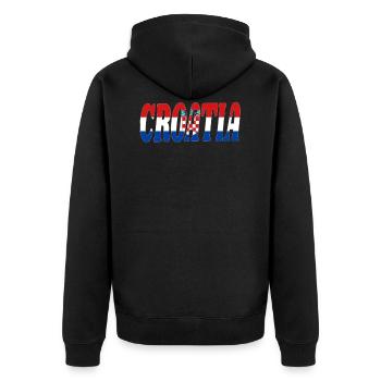 Croatia - Unisex Premium Bio Zip Hoodie - Schwarz - Hinten - Nico (187cm)