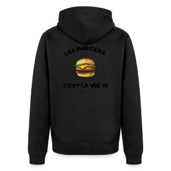 les burgers c'est la vie !!! - Veste à capuche bio Premium Unisexe - noir - Dos - Nico (187cm)