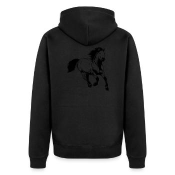 pferd reiten tier - Unisex Premium Bio Zip Hoodie - Schwarz - Hinten - Nico (187cm)