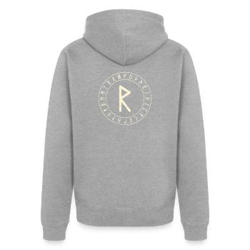 Raido Rune - Veste à capuche bio Premium Unisexe - gris chiné - Dos - Nico (187cm)