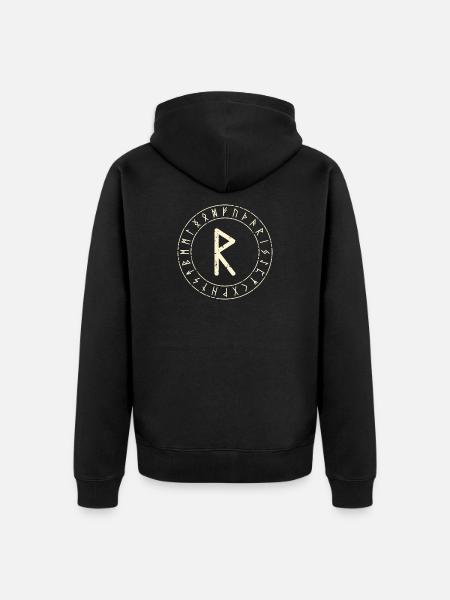 Raido Rune - Unisex Premium Organic Zip Hoodie - black