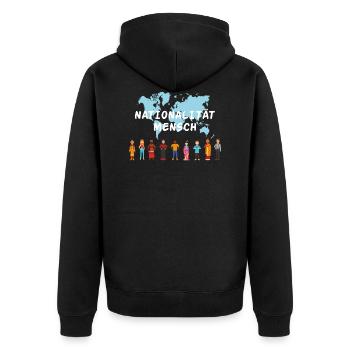 Nationalität mensch Geschenk Rassismus Toleranz - Unisex Premium Bio Zip Hoodie - Schwarz - Hinten - Nico (187cm)