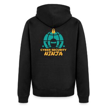 Cyber security ninja Programming Informatik - Unisex Premium Bio Zip Hoodie - Schwarz - Hinten - Nico (187cm)