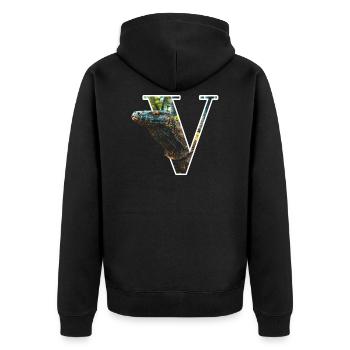 V Varan alphabet animaux - Veste à capuche bio Premium Unisexe - noir - Dos - Nico (187cm)