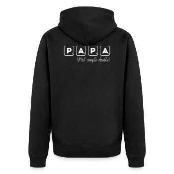Papa mot compte double cadeau fête des pères - Veste à capuche bio Premium Unisexe - noir - Dos - Nico (187cm)
