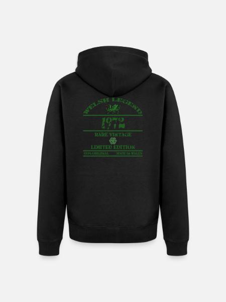 A Welsh Legend 1972 - Unisex Premium Organic Zip Hoodie - black