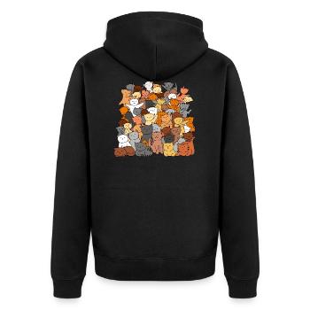 Gruppe bunte Katze - Unisex Premium Bio Zip Hoodie - Schwarz - Hinten - Nico (187cm)
