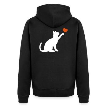 Cat Heart Kitten Silhouette Cat Lady Cats - Unisex Premium Organic Zip Hoodie - black - Back - Nico (187cm)