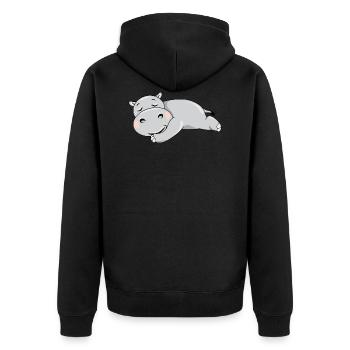 Cute sleeping hippo - Unisex Premium Organic Zip Hoodie - black - Back - Nico (187cm)