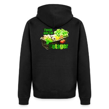 Ich kann nicht, ich habe Gemüsekorb stilisiert Korb - Unisex Premium Bio Zip Hoodie - Schwarz - Hinten - Nico (187cm)