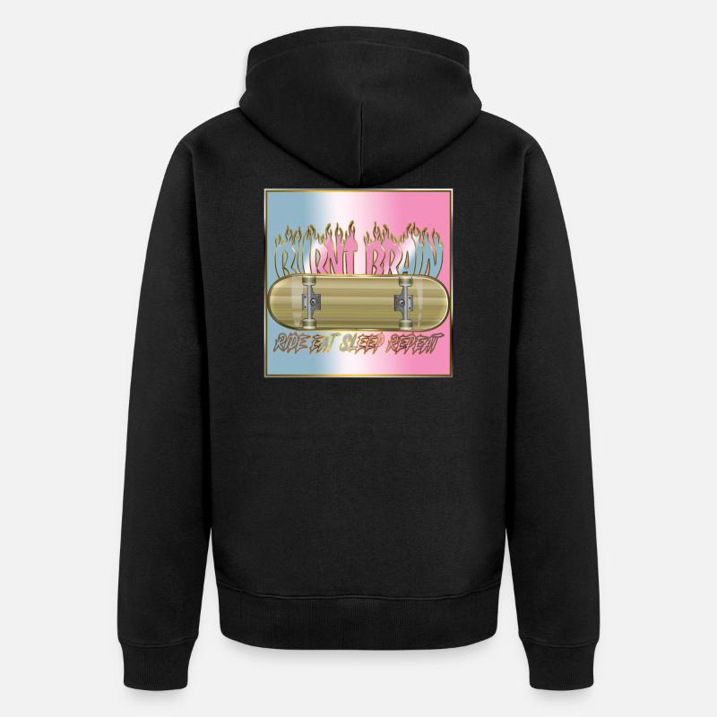 Burnt Brain SKATEBOARD - Unisex Premium Bio Zip Hoodie - Schwarz