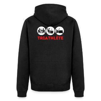 Triathlète sport humour geek cadeau - Veste à capuche bio Premium Unisexe - noir - Dos - Nico (187cm)