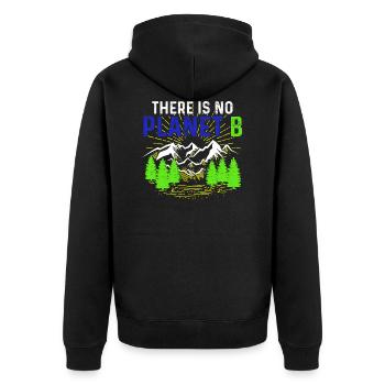 No Planet B Umweltschutz - Unisex Premium Bio Zip Hoodie - Schwarz - Hinten - Nico (187cm)
