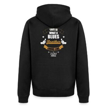 C’est un frère de blues - Veste à capuche bio Premium Unisexe - noir - Dos - Nico (187cm)