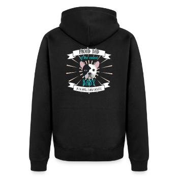 Fier papi de chien chien bouledogue français - Veste à capuche bio Premium Unisexe - noir - Dos - Nico (187cm)