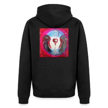Heart Angel "Soul Salvation" - Unisex Premium Organic Zip Hoodie - black - Back - Nico (187cm)
