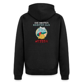 Die Besten kommen aus Hessen - Unisex Premium Bio Zip Hoodie - Schwarz - Hinten - Nico (187cm)