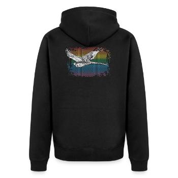 Bird - Unisex Premium Organic Zip Hoodie - black - Back - Nico (187cm)