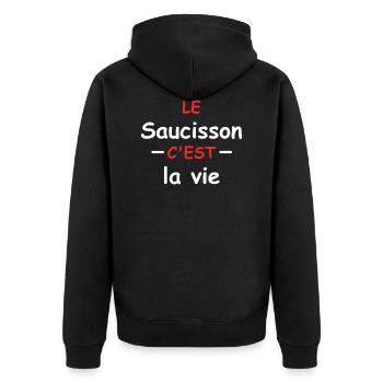 Le saucisson c'est la vie - Veste à capuche bio Premium Unisexe - noir - Dos - Nico (187cm)