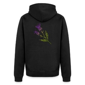 Schottland Distel Blume Tattoo Design Geschenkidee - Unisex Premium Bio Zip Hoodie - Schwarz - Hinten - Nico (187cm)