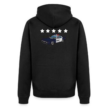 5 Sterne Polizeiauto GTA Gesucht - Unisex Premium Bio Zip Hoodie - Schwarz - Hinten - Nico (187cm)