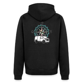 VAN LIFE VANLIFER NOMADS - Unisex Premium Bio Zip Hoodie - Schwarz - Hinten - Nico (187cm)