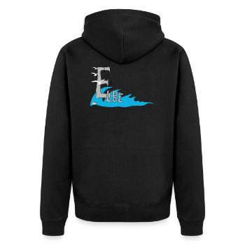 Elbe - Unisex Premium Bio Zip Hoodie - Schwarz - Hinten - Nico (187cm)