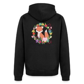 Alles Gute zum Muttertag Fuchs im Blumenkranz - Unisex Premium Bio Zip Hoodie - Schwarz - Hinten - Nico (187cm)