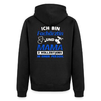 Fachärztin und Mama Witziges Ärztin Beruf Sprüche - Unisex Premium Bio Zip Hoodie - Schwarz - Hinten - Nico (187cm)