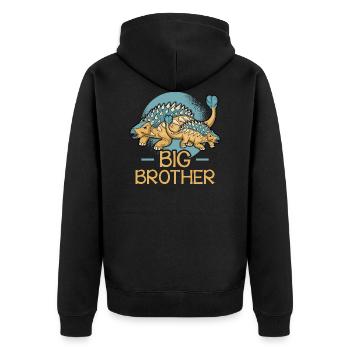 BIG BROTHER dino by the Manzanita`s - Unisex Premium Bio Zip Hoodie - Schwarz - Hinten - Nico (187cm)