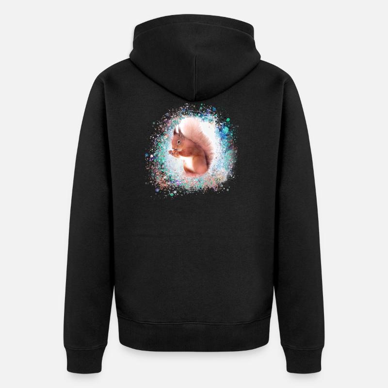 eichhörnchen, braun, malerei, graffiti, hörnchen - Unisex Premium Bio Zip Hoodie - Schwarz