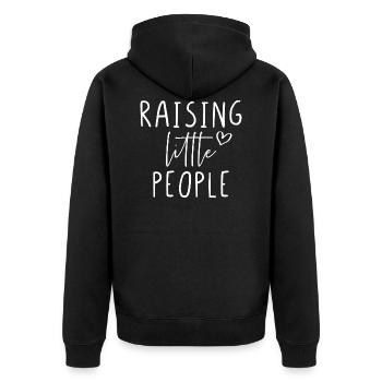 Raising little people - Unisex Premium Organic Zip Hoodie - black - Back - Nico (187cm)