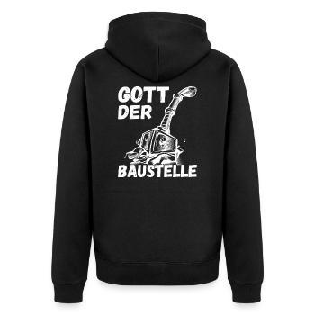 Gott der Baustelle - Bauarbeiter Geschenk - Unisex Premium Bio Zip Hoodie - Schwarz - Hinten - Nico (187cm)