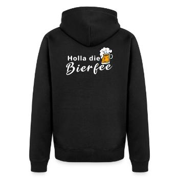 Holla die Bierfee Alkohol Bierzelt Bier Trinken - Unisex Premium Bio Zip Hoodie - Schwarz - Hinten - Nico (187cm)