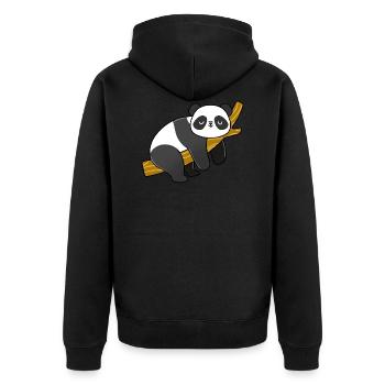 Panda sleeping on a branch - Unisex Premium Organic Zip Hoodie - black - Back - Nico (187cm)