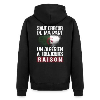 Algérie cadeau drôle algérien drapeau - Veste à capuche bio Premium Unisexe - noir - Dos - Nico (187cm)